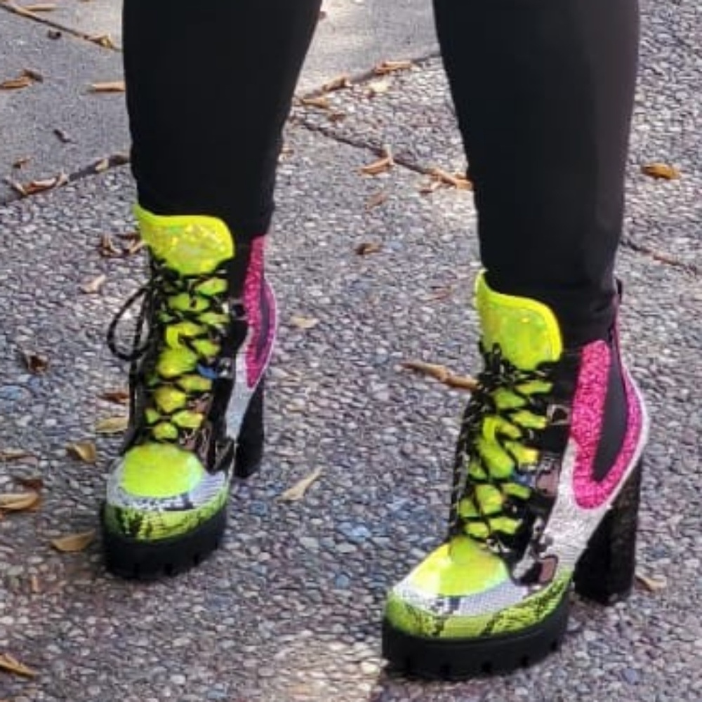 Multi Snake Print Boot Neon Nell 10 - Picture 3 of 8